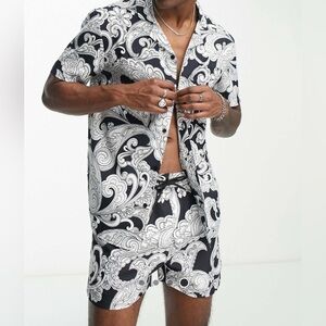 Another influence paisley print swimming shirt and shorts.
